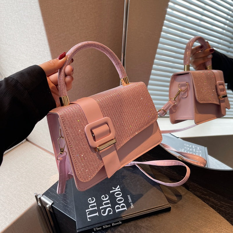 Glitter Square Handbag - Small Crossbody Shoulder Bag for Women