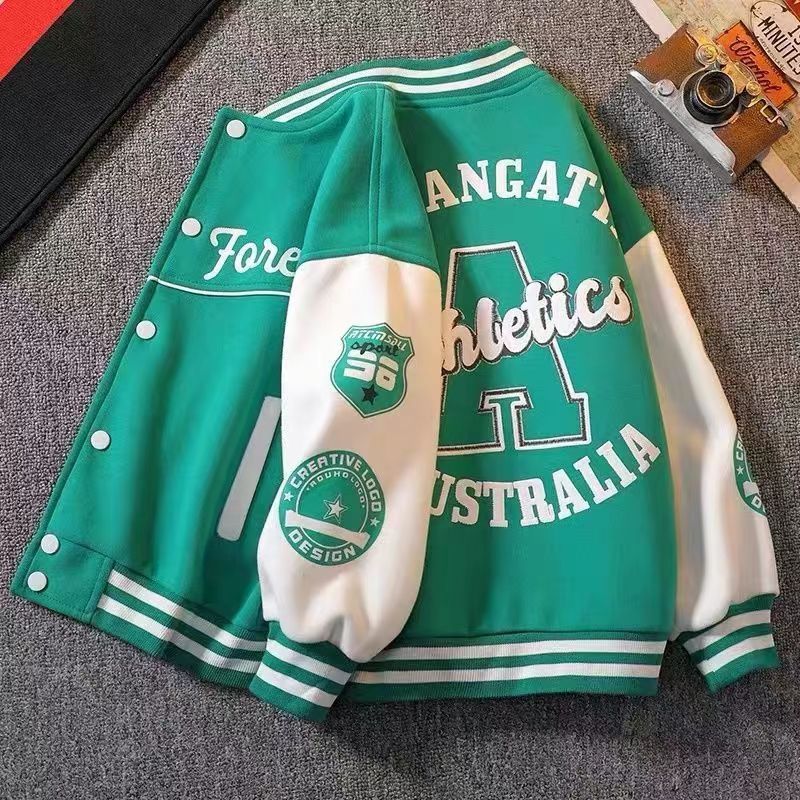 Boys Baseball Jacket Trendy Spring Varsity Bomber Jacket for Kids