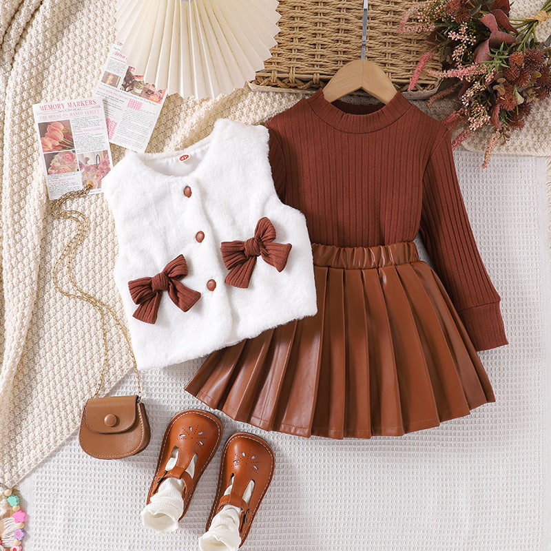 Sweater top 2-piece children's clothing strip long-sleeve
