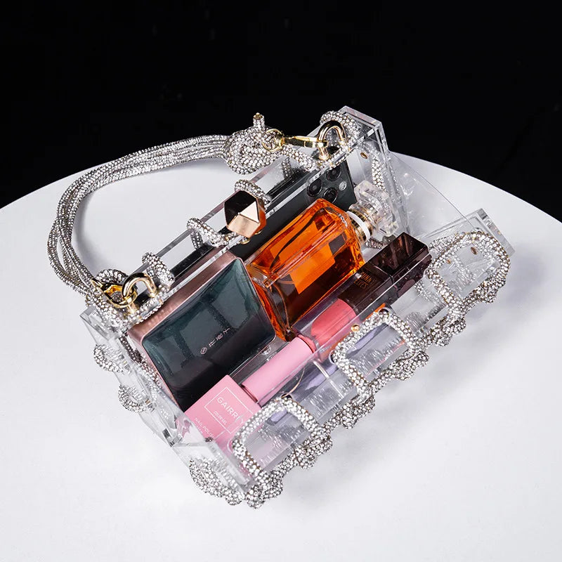 New Diamond Clear Acrylic Box Evening Clutch Bags Women