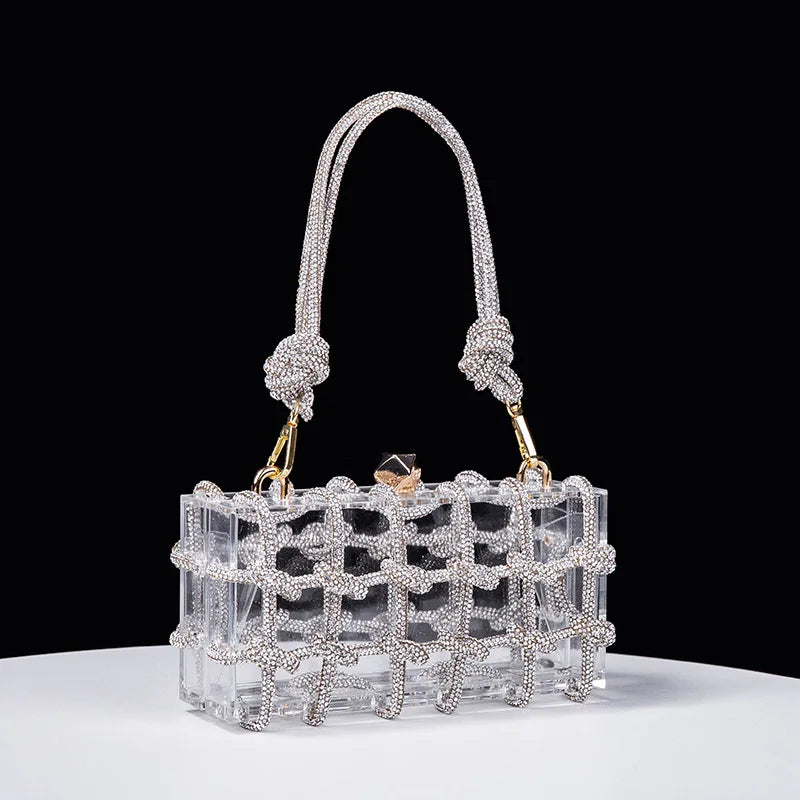 New Diamond Clear Acrylic Box Evening Clutch Bags Women