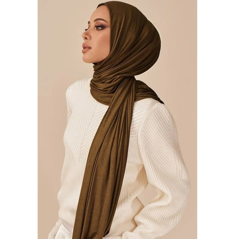 Hijab Scarf Long Muslim Shawl Plain Soft Turban Tie Head Wraps For Women Africa Headband 170x60cm