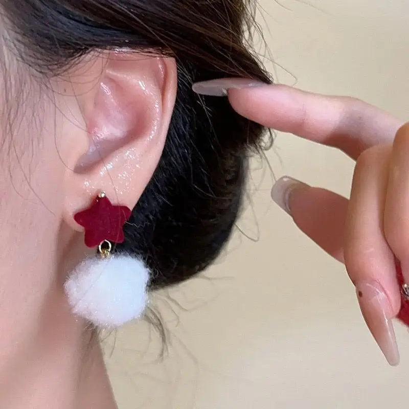 Vintage Wine Red Flocking Flower Drop Earrings For Women Jewelry 2025 Trending Long Bowknot Crystal Pearl Bridal Dress Earrings