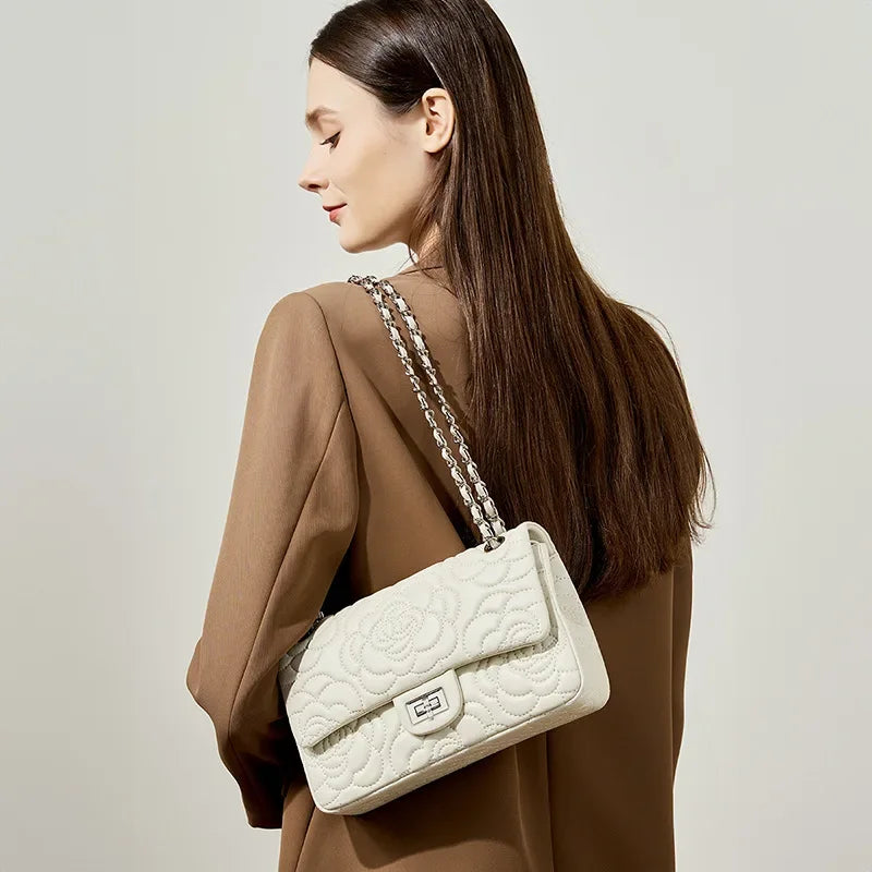 Women’s Sheepskin Genuine Leather Shoulder Bag Luxury Designer Handbag Fashion