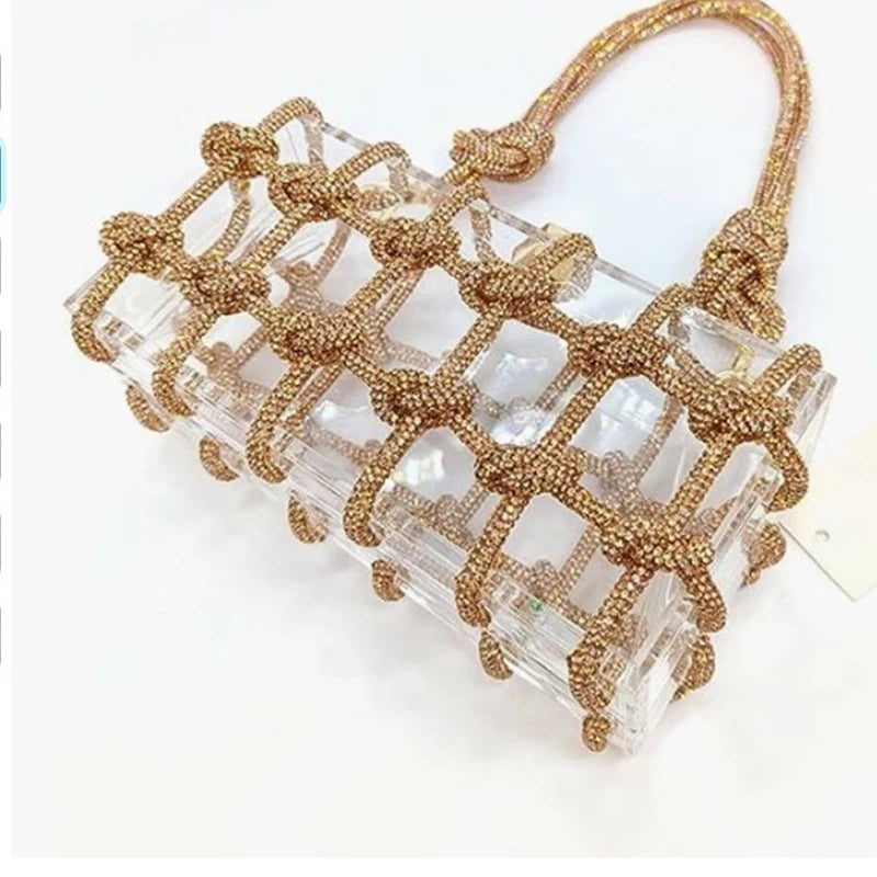 New Diamond Clear Acrylic Box Evening Clutch Bags Women