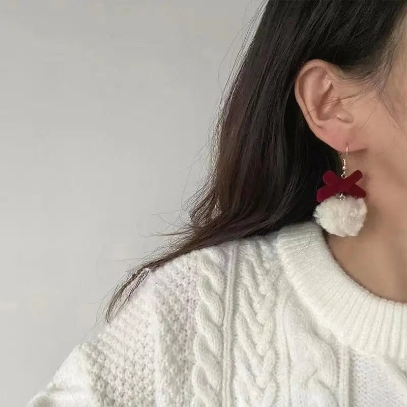 Vintage Wine Red Flocking Flower Drop Earrings For Women Jewelry 2025 Trending Long Bowknot Crystal Pearl Bridal Dress Earrings