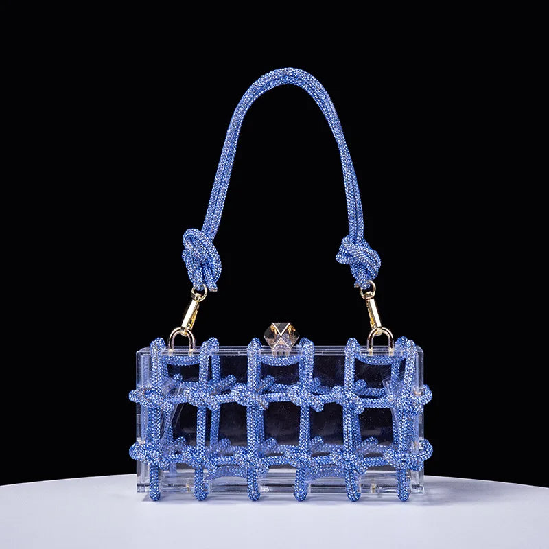 New Diamond Clear Acrylic Box Evening Clutch Bags Women