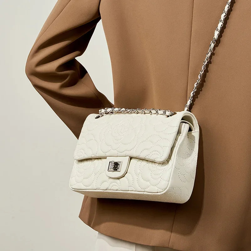 Women’s Sheepskin Genuine Leather Shoulder Bag Luxury Designer Handbag Fashion