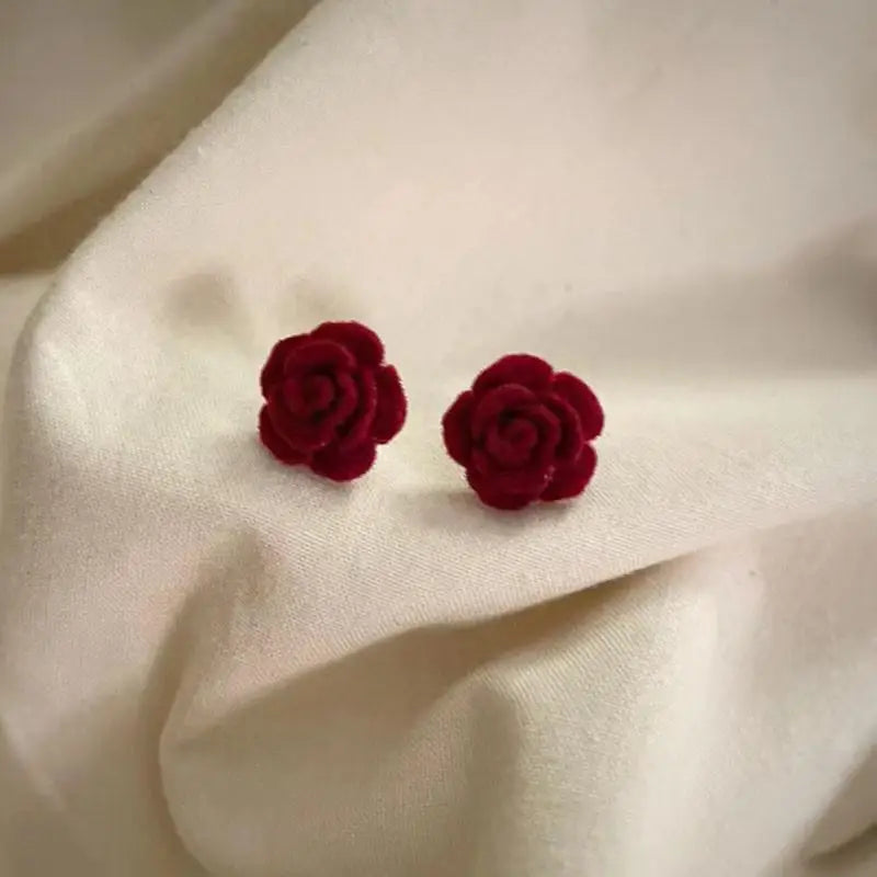 Vintage Wine Red Flocking Flower Drop Earrings For Women Jewelry 2025 Trending Long Bowknot Crystal Pearl Bridal Dress Earrings
