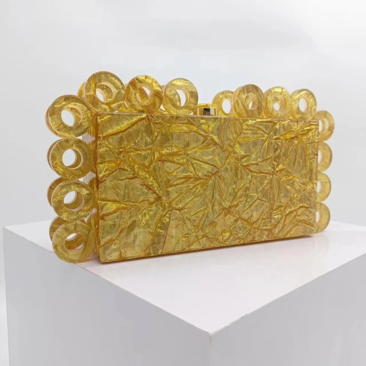 Fashion Acrylic Gold Bling Evening Purse High Quality Clutch Bag Women Luxury Party