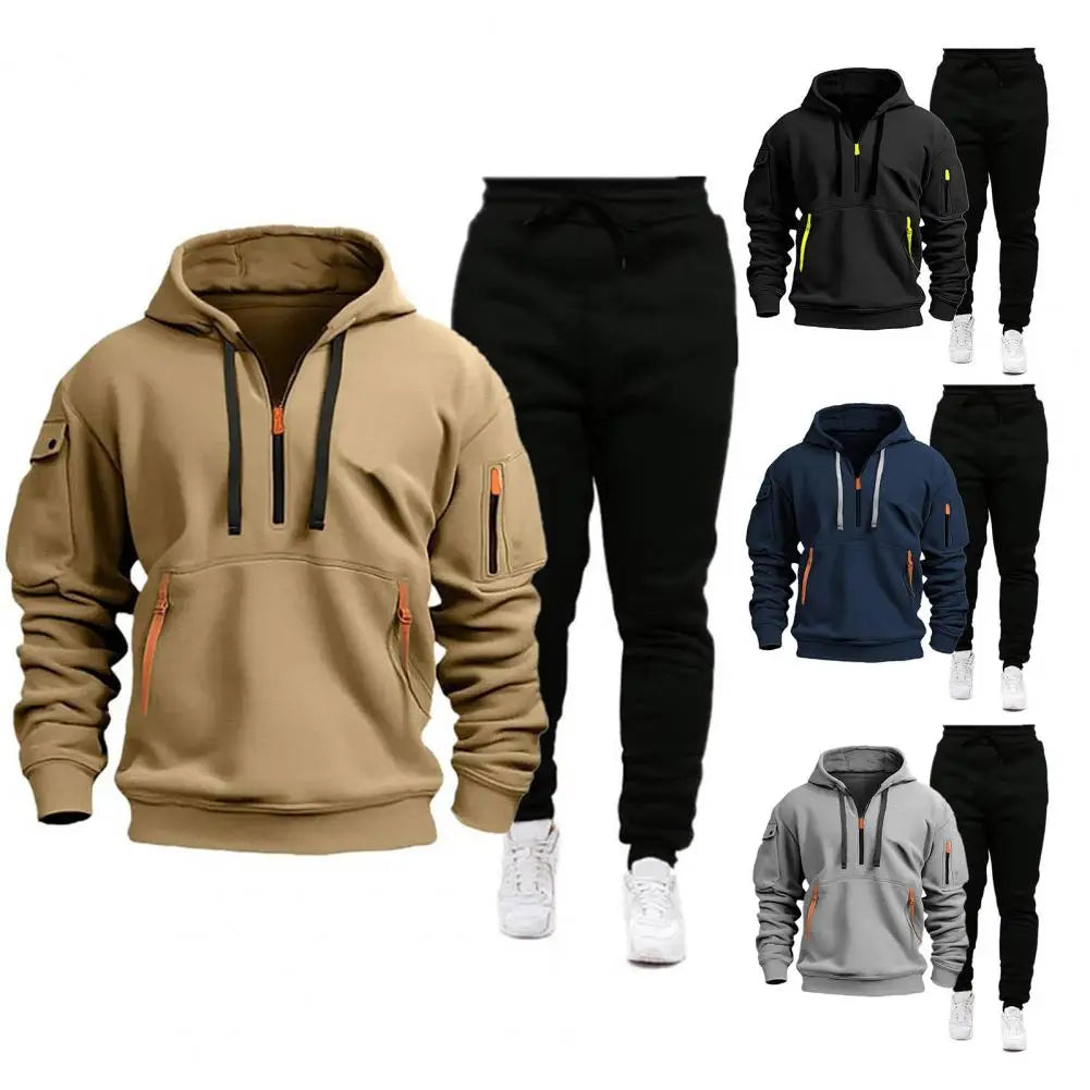Sporty Men Activewear Set Men's Hooded Sweatshirt Sweatpants Se