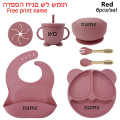 Baby Feeding Plate Sets Suction Bowl Silicone Plate For Kids 6Pcs