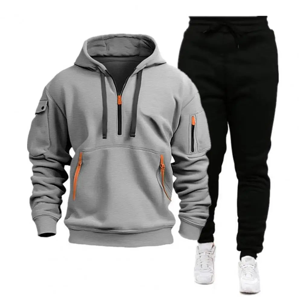 Sporty Men Activewear Set Men's Hooded Sweatshirt Sweatpants Se