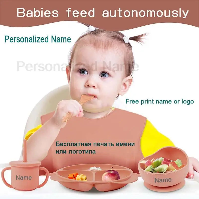 Baby Feeding Plate Sets Suction Bowl Silicone Plate For Kids 6Pcs