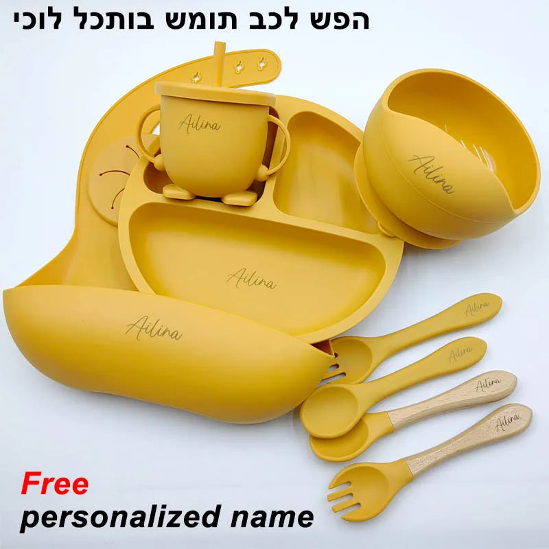 Baby Feeding Plate Sets Suction Bowl Silicone Plate For Kids 6Pcs