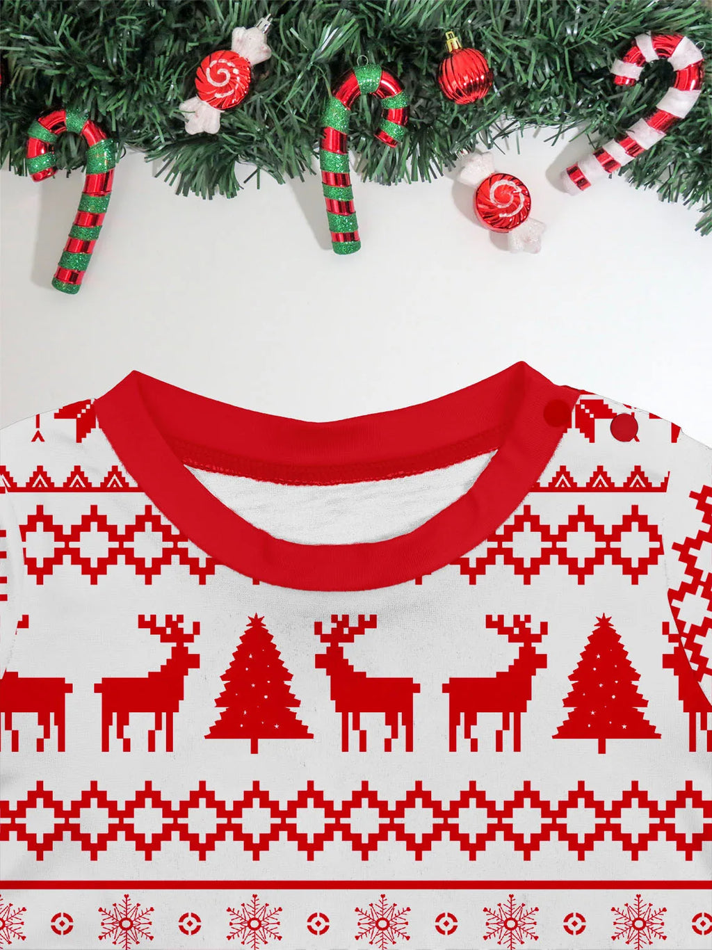 Family Christmas clothing  Elk cartoon round neck 2 pyjamas