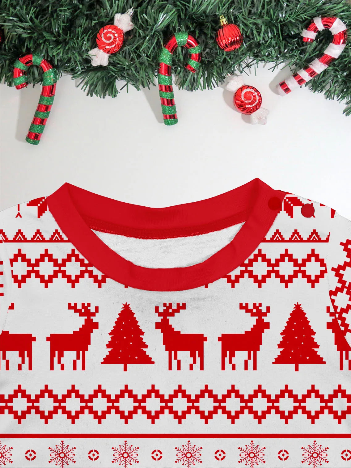 Family Christmas clothing  Elk cartoon round neck 2 pyjamas