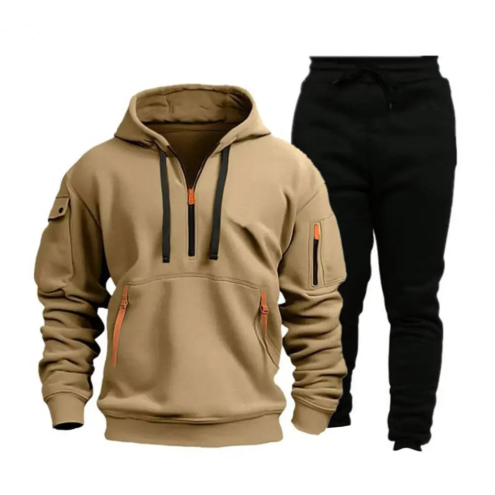 Sporty Men Activewear Set Men's Hooded Sweatshirt Sweatpants Se