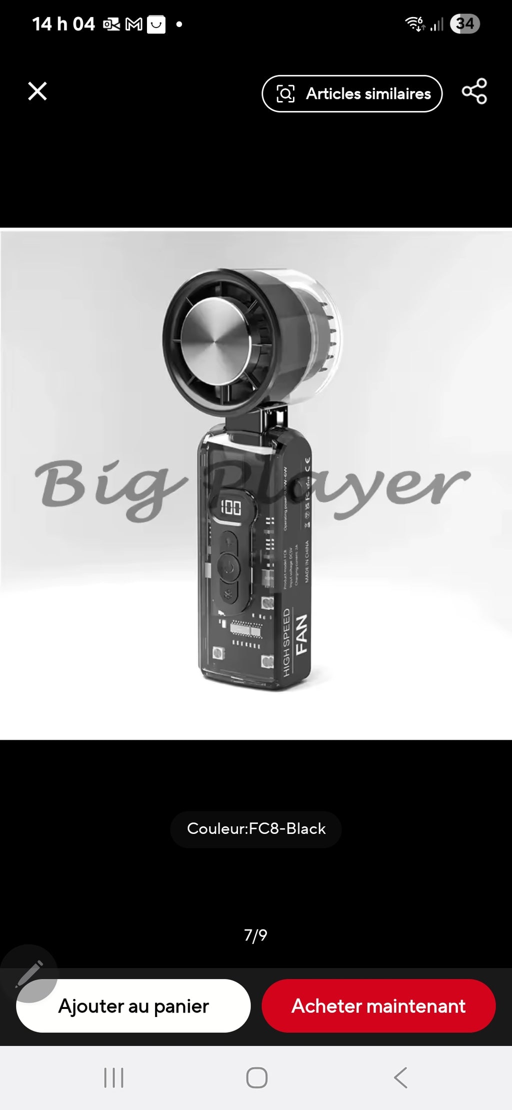 Portable Handheld Cooling Fan - Mini Ice Refrigeration Turbo Fan with Long Battery Life