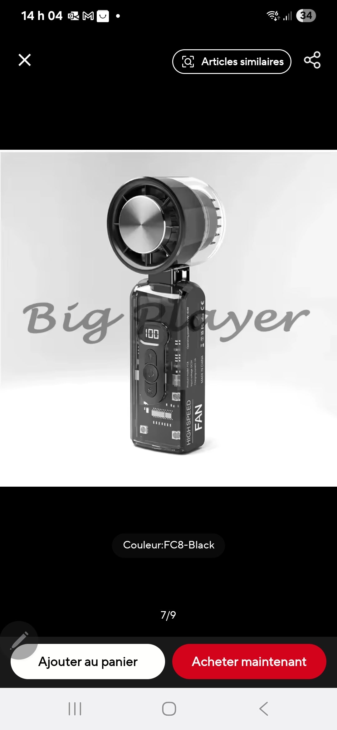 Portable Handheld Cooling Fan - Mini Ice Refrigeration Turbo Fan with Long Battery Life