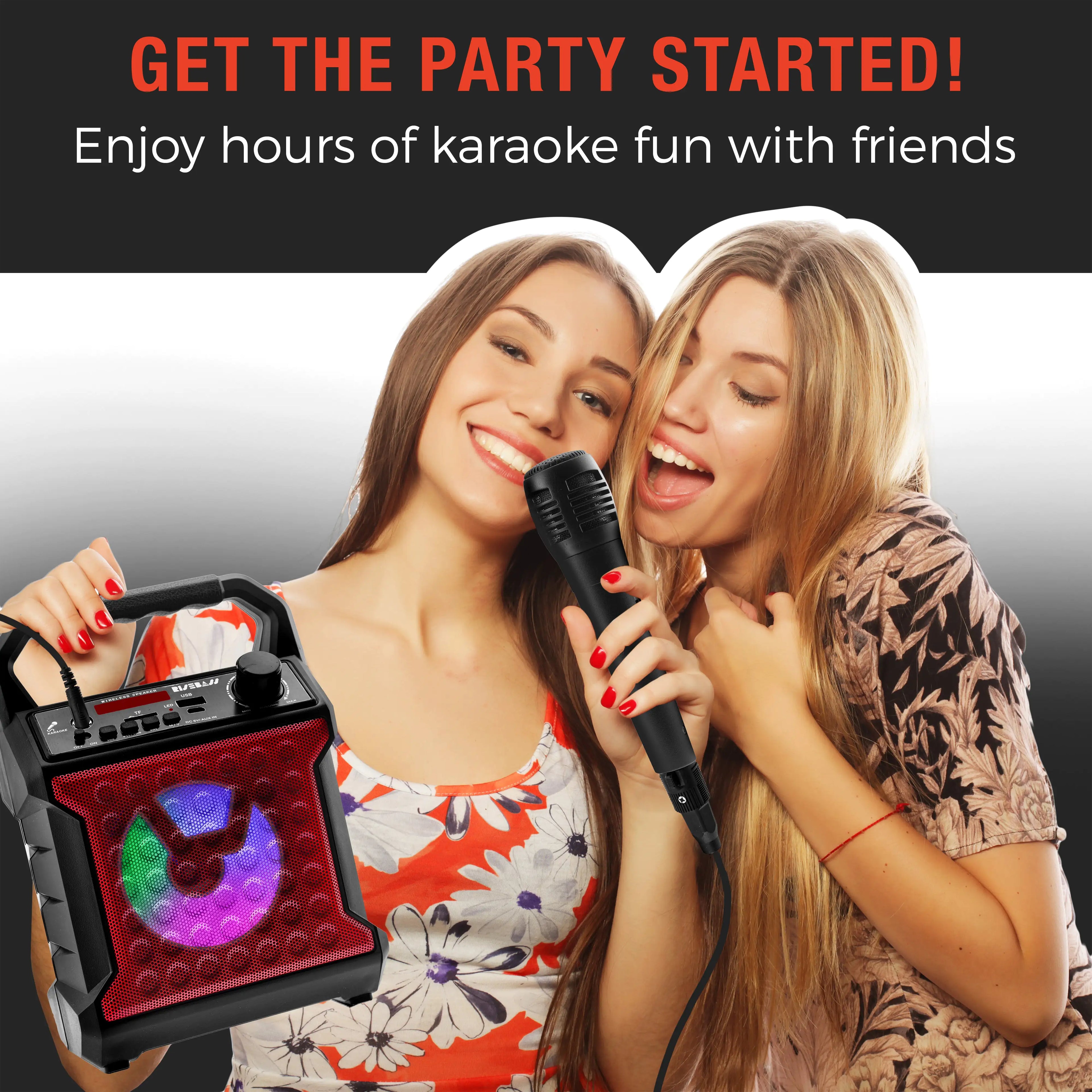Risebass Portable Karaoke Machine with Microphone  System with Party